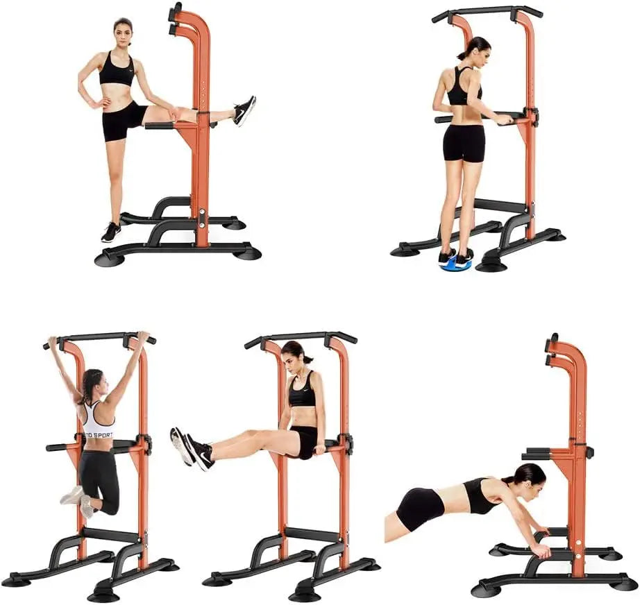 Power Tower Pull Up Bar and Dip Station Adjustable Height Dip Stand Multi-Functional Strength Training Fitness Workout Station
