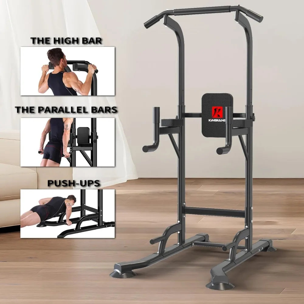 Power Tower Adjustable Height Pull Up & Dip Station Multi-Function Home Strength Training Fitness Workout Station for Home Gym