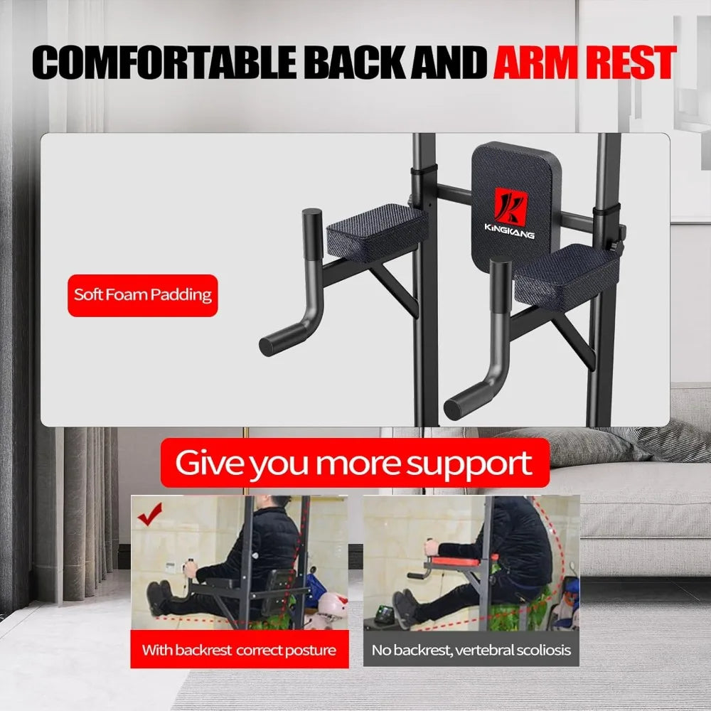 Power Tower Adjustable Height Pull Up & Dip Station Multi-Function Home Strength Training Fitness Workout Station for Home Gym